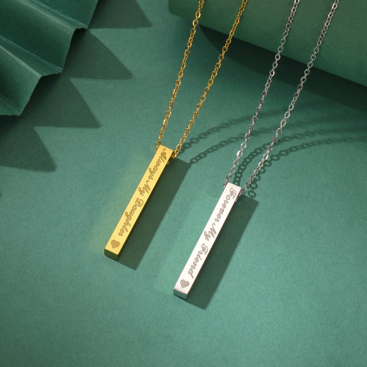 Friendship Bar Pendant Necklace – Stainless Steel by ZEB Jewelry – view 3