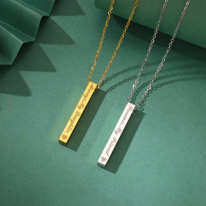 Friendship Bar Pendant Necklace – Stainless Steel by ZEB Jewelry – view 3