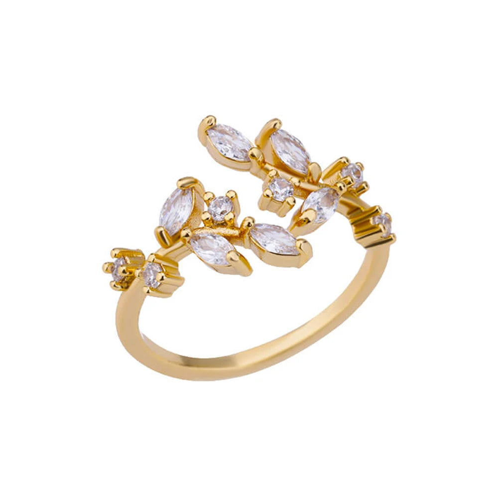 Zircon Leaf Open Ring by ZEB Jewelry – view 7
