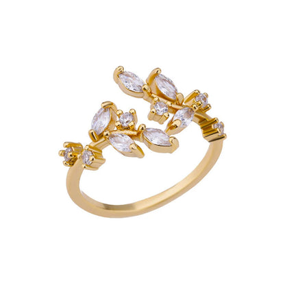 Zircon Leaf Open Ring by ZEB Jewelry – view 7
