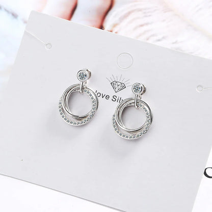 Crystal Circle Drop Earrings – 925 Sterling Silver by ZEB Jewelry – view 7