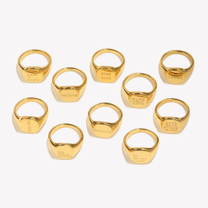 Engraved Ring – 18K Gold-Plated Stainless Steel by ZEB Jewelry – view 2
