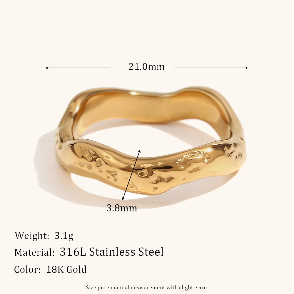 Wavy Texture Ring – 18K PVD Stainless Steel by ZEB Jewelry – view 6