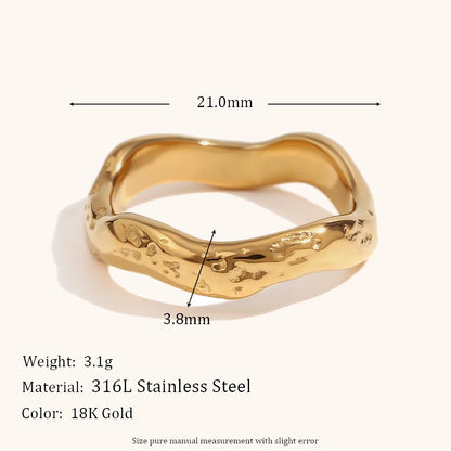 Wavy Texture Ring – 18K PVD Stainless Steel by ZEB Jewelry – view 6