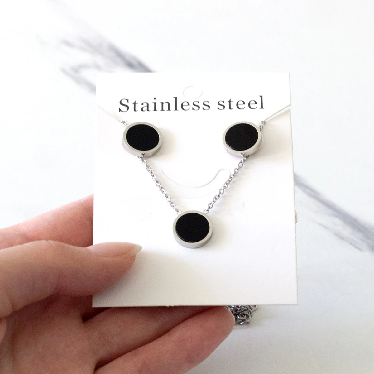 White Shell Clover Jewelry Set – Stainless Steel by ZEB Jewelry – view 19