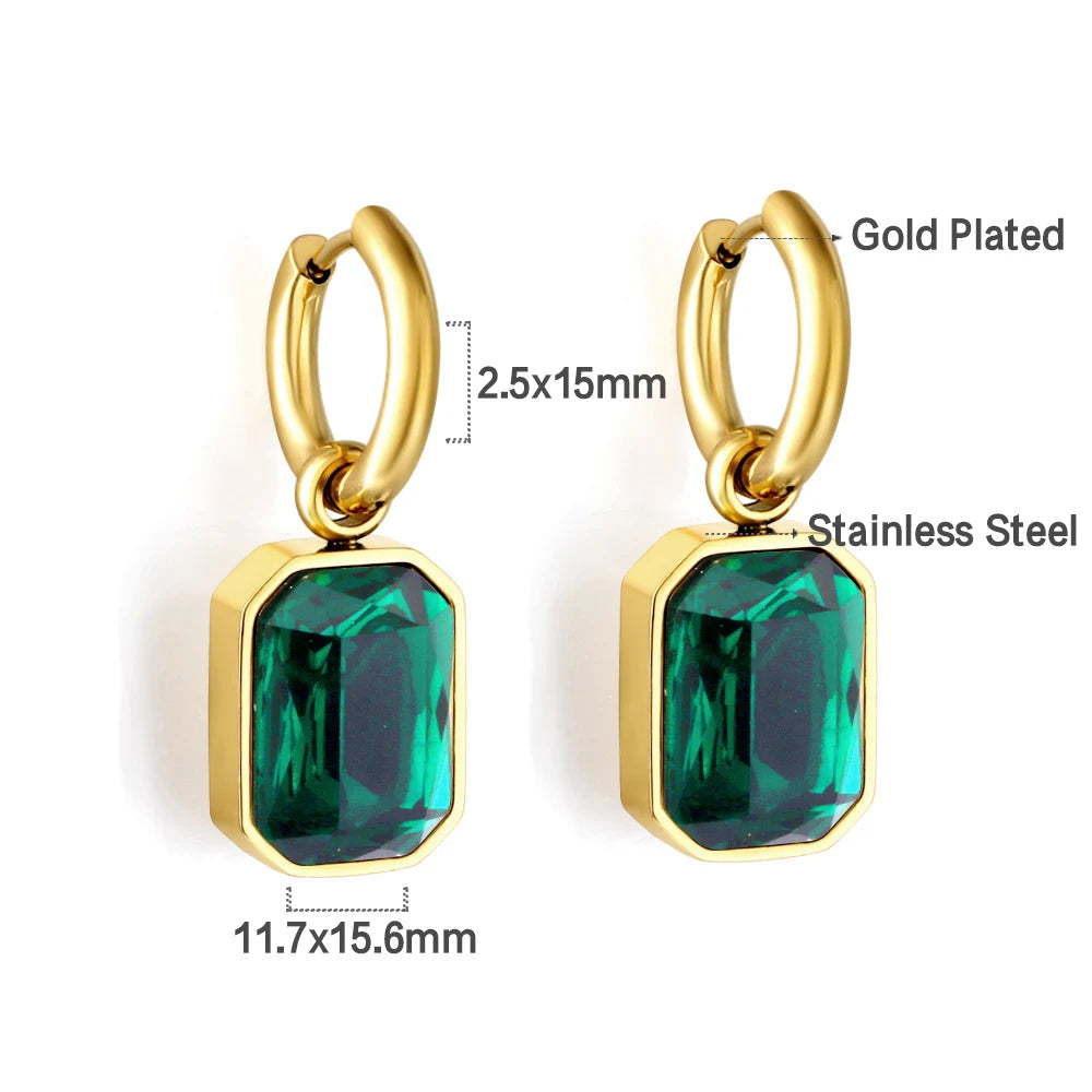 Vintage Green Crystal Hoop Earrings by ZEB Jewelry – view 11