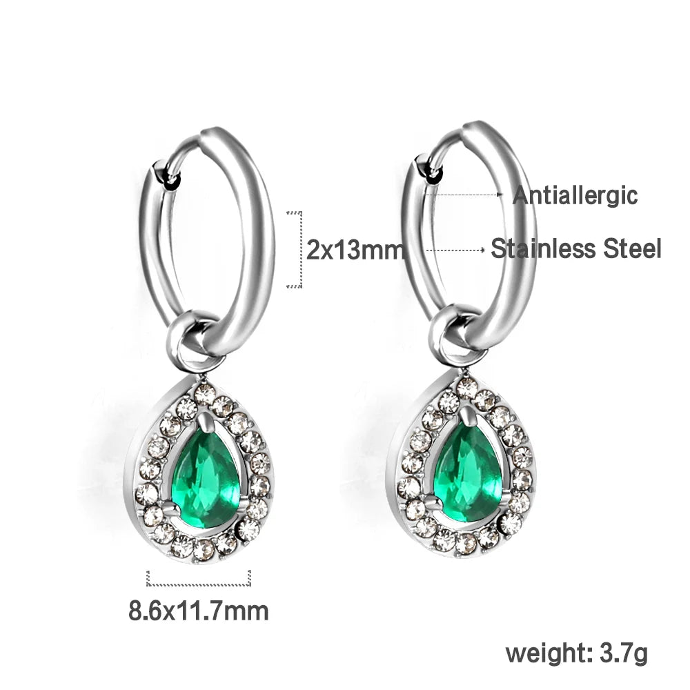 Vintage Green Crystal Hoop Earrings by ZEB Jewelry – view 18