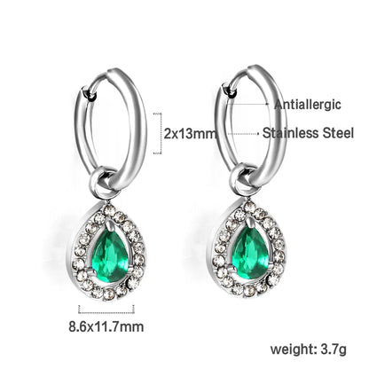 Vintage Green Crystal Hoop Earrings by ZEB Jewelry – view 18