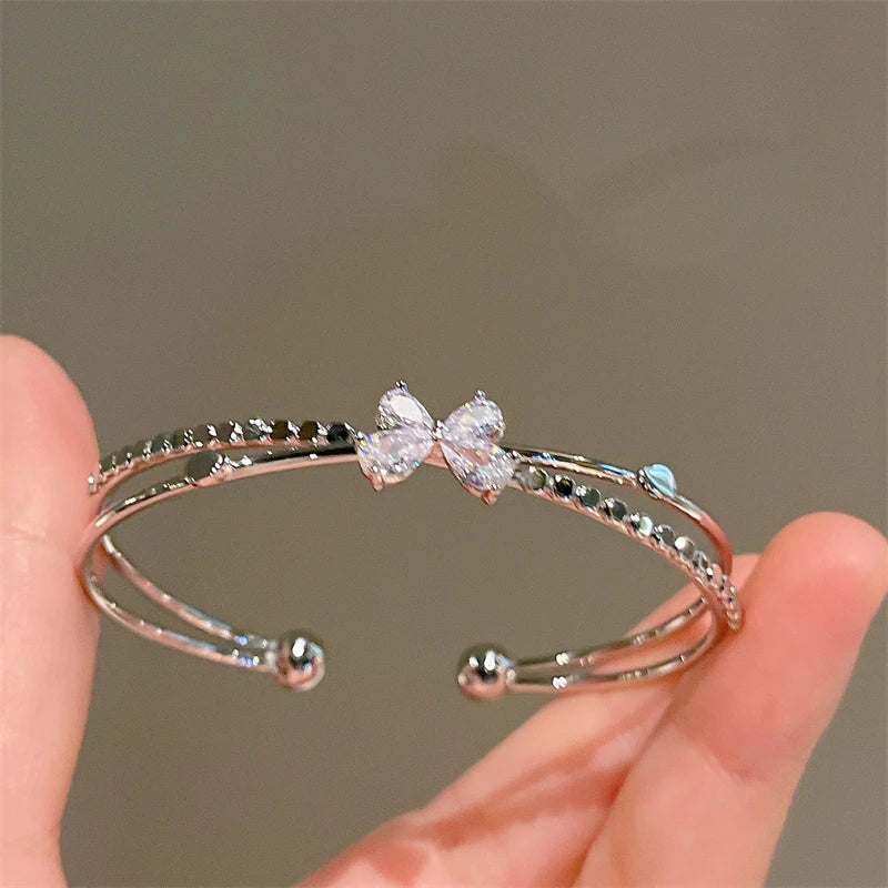 Silver Zircon Open Cuff Bangle by ZEB Jewelry – view 16