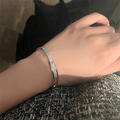 Silver Zircon Open Cuff Bangle by ZEB Jewelry – view 6