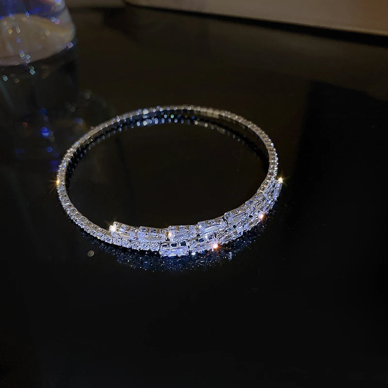 Silver Zircon Open Cuff Bangle by ZEB Jewelry – view 12