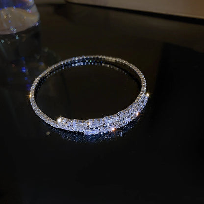 Silver Zircon Open Cuff Bangle by ZEB Jewelry – view 12