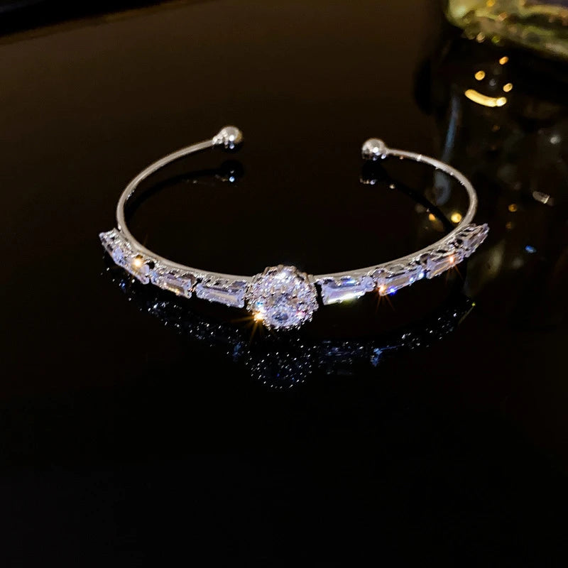 Silver Zircon Open Cuff Bangle by ZEB Jewelry – view 28
