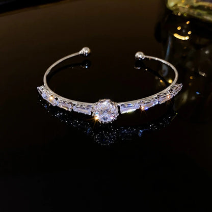 Silver Zircon Open Cuff Bangle by ZEB Jewelry – view 28