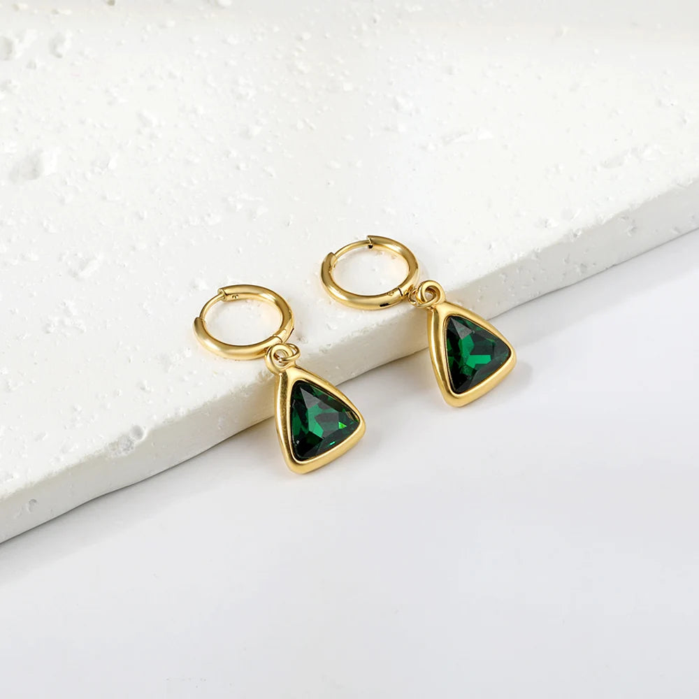 Vintage Green Crystal Hoop Earrings by ZEB Jewelry – view 3