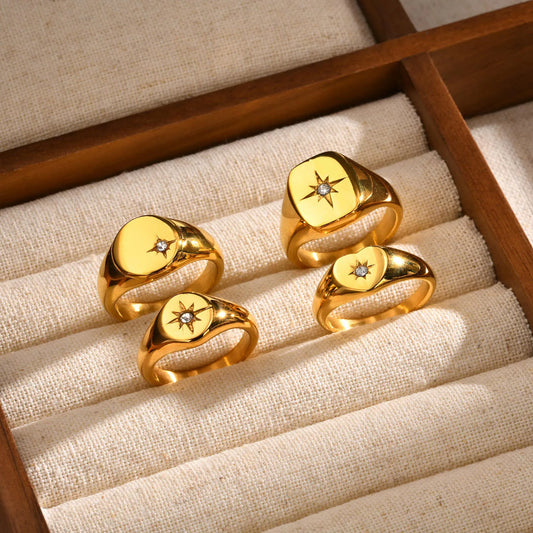 Sunshine Signet Ring – 18K Gold-Plated by ZEB Jewelry – view 1