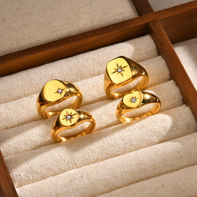 Sunshine Signet Pinky Ring Gold Plated
