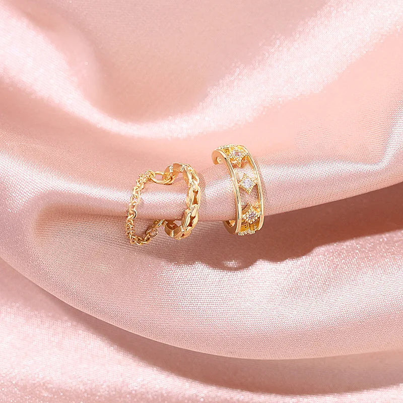Zircon Star Chain Clip Earrings by ZEB Jewelry – view 12