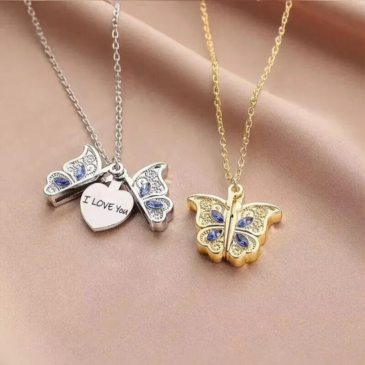 Personalized Butterfly Heart Name Necklace – Stainless Steel by ZEB Jewelry – view 1