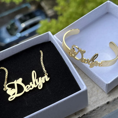 Custom Letter Necklace and Bracelet Set