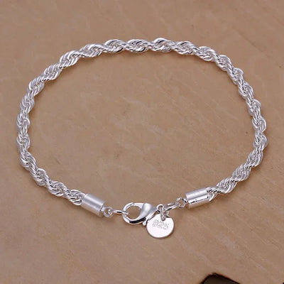 Elegant 925 Silver Twisted Bracelet