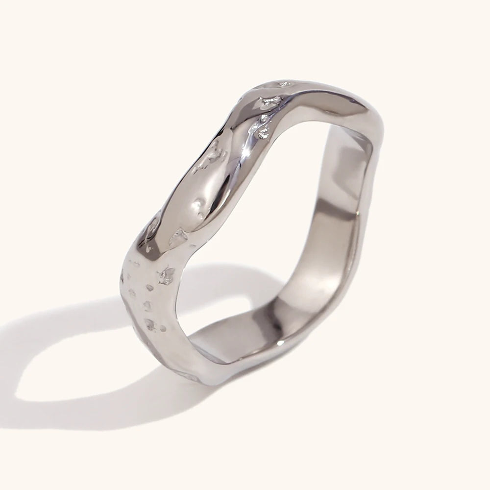 Wavy Texture Ring – 18K PVD Stainless Steel by ZEB Jewelry – view 5