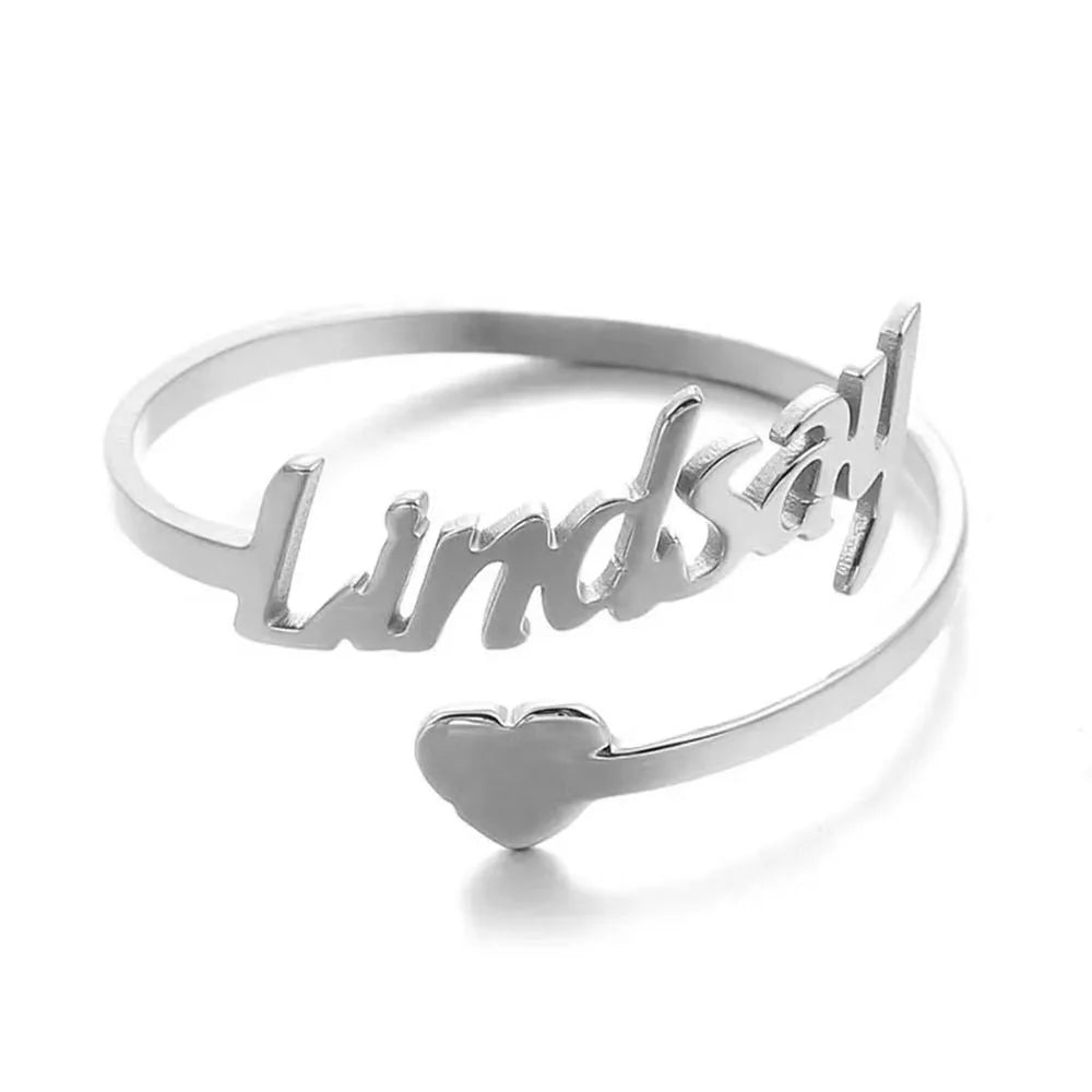 Personalized Heart Name Ring – Stainless Steel by ZEB Jewelry – view 4