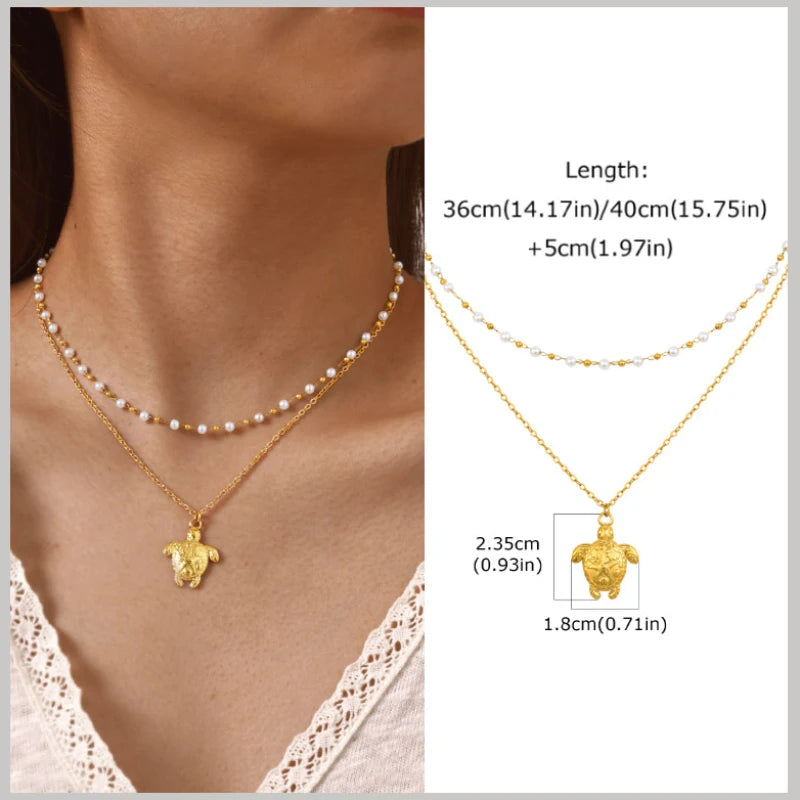 Pearl Shell & Starfish Charm Necklace – 18K Gold-Plated by ZEB Jewelry – view 19