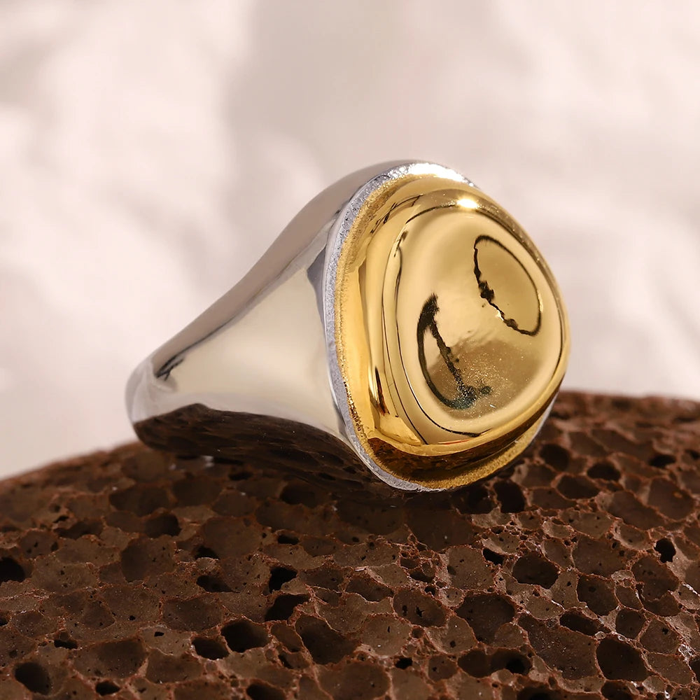 Two-Tone Wide Band Ring – 316L Stainless Steel by ZEB Jewelry – view 2