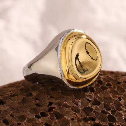 Two-Tone Wide Band Ring – 316L Stainless Steel by ZEB Jewelry – view 2