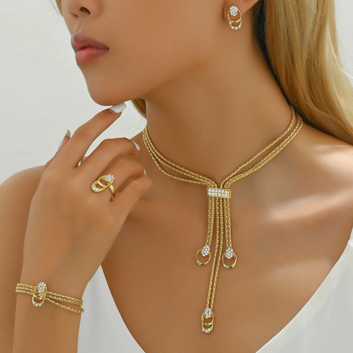 Tassel Jewelry Set – Necklace, Bracelet, Earrings & Ring by ZEB Jewelry – view 2
