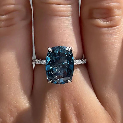 Elegant Oval Blue CZ Engagement Ring