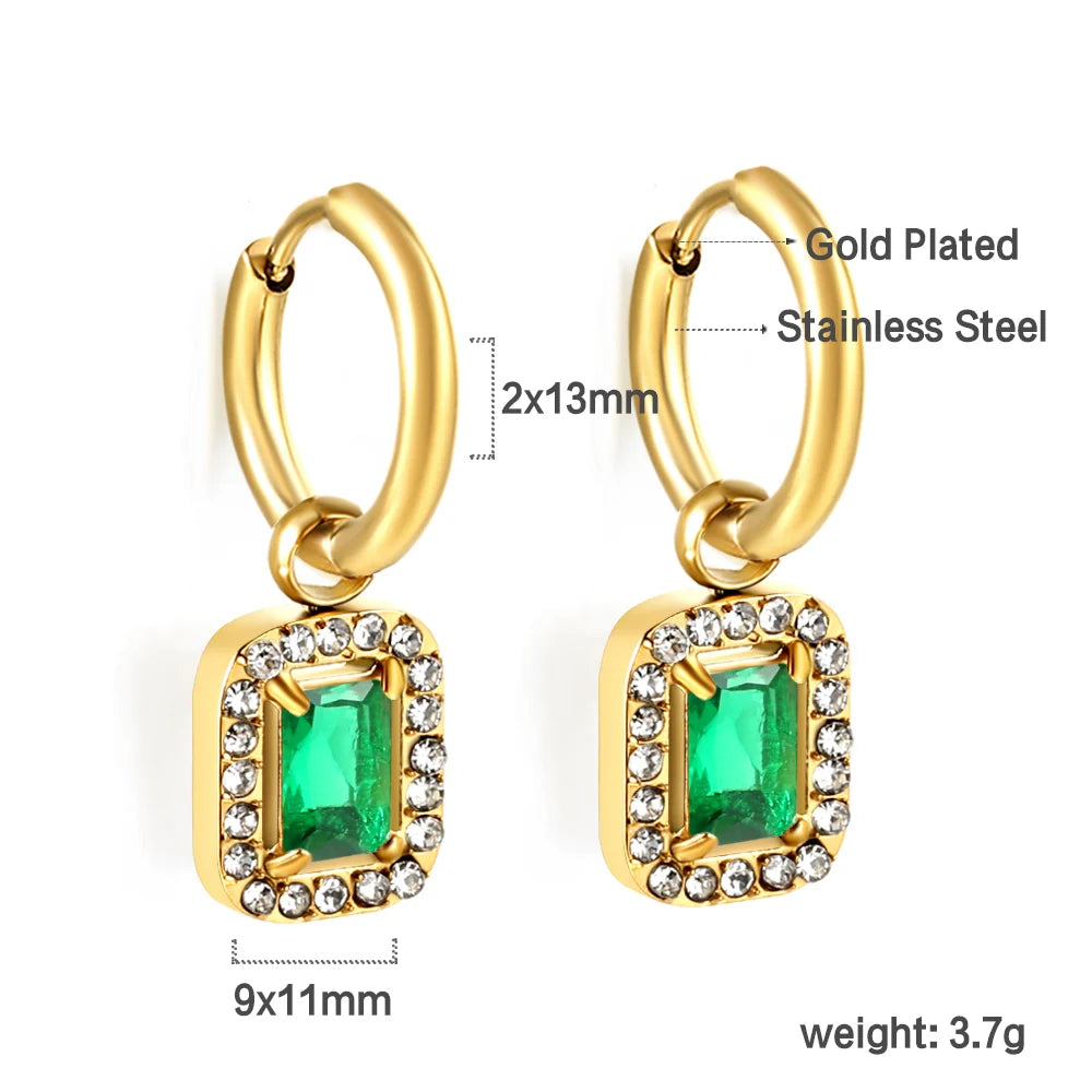 Vintage Green Crystal Hoop Earrings by ZEB Jewelry – view 10