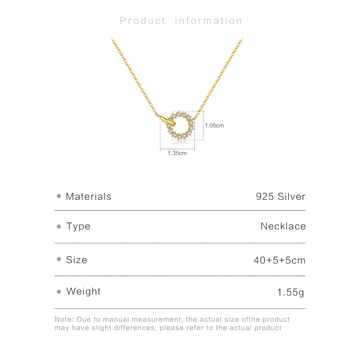 Circle Zircon Pendant Necklace – 925 Sterling Silver by ZEB Jewelry – view 6