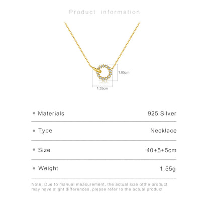 Circle Zircon Pendant Necklace – 925 Sterling Silver by ZEB Jewelry – view 6