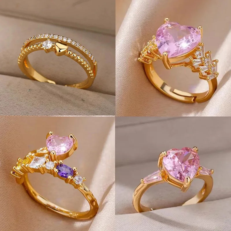 Stackable Zircon Heart Ring Set by ZEB Jewelry – view 1
