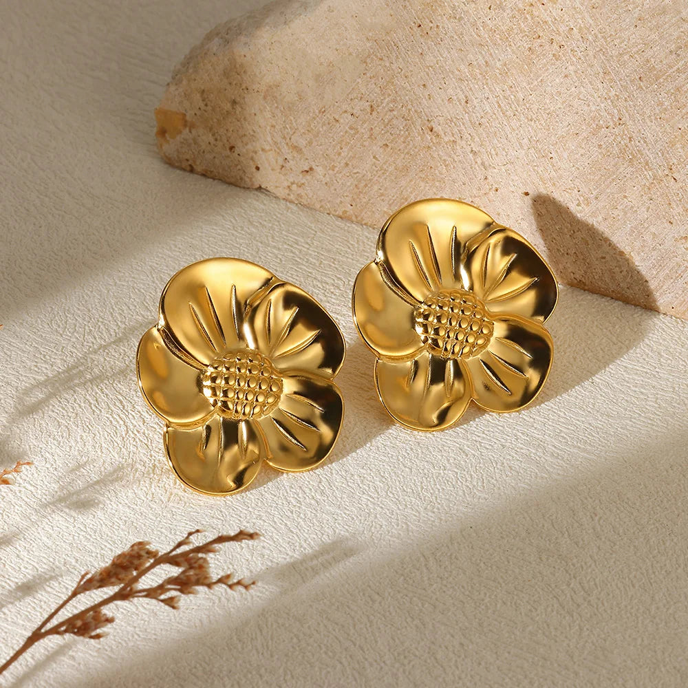 Geometric Flower Earrings – Stainless Steel by ZEB Jewelry – view 8
