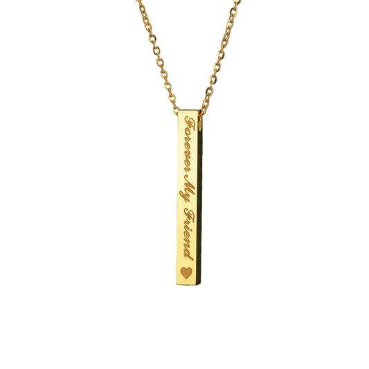 Friendship Bar Pendant Necklace – Stainless Steel by ZEB Jewelry – view 1