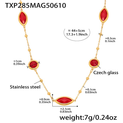 Long Glass Pendant Necklace – Stainless Steel by ZEB Jewelry – view 8