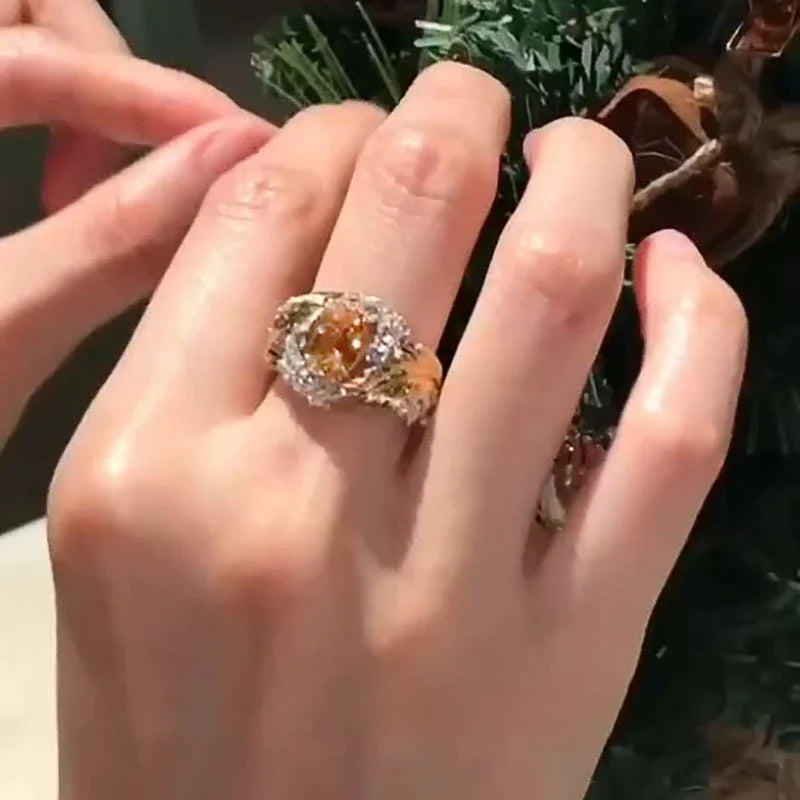 Champagne Cubic Zirconia Statement Ring by ZEB Jewelry – view 6