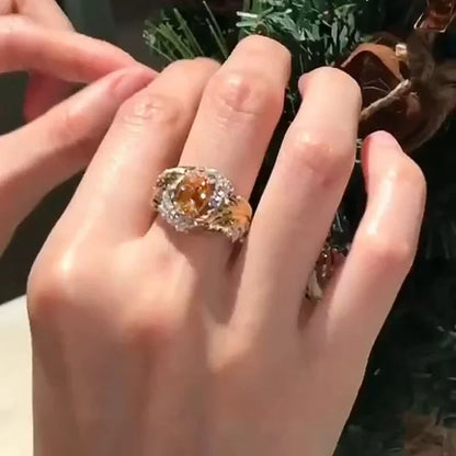 Champagne Cubic Zirconia Statement Ring by ZEB Jewelry – view 6