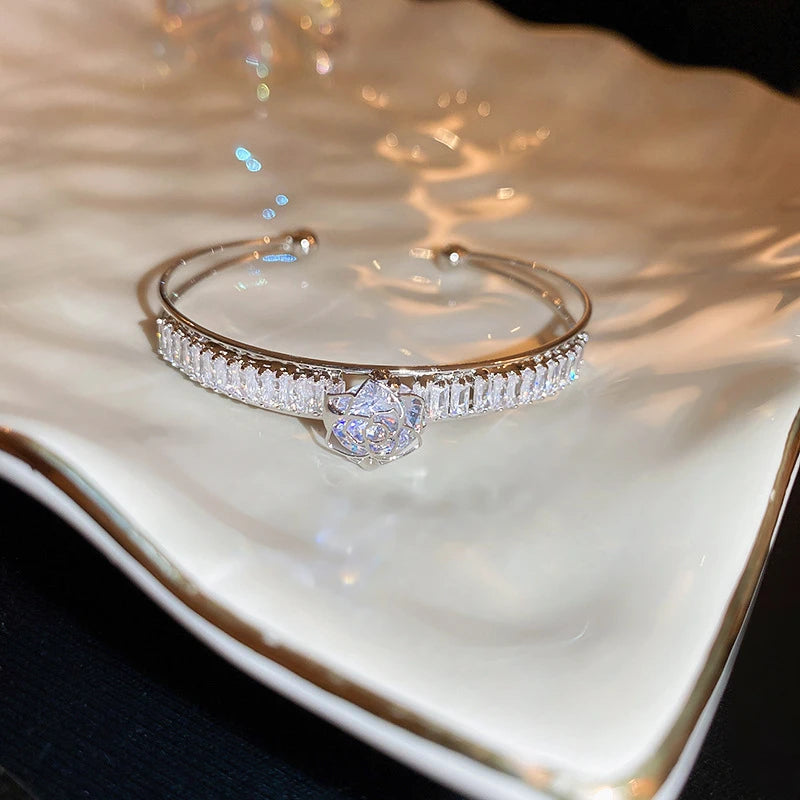 Silver Zircon Open Cuff Bangle by ZEB Jewelry – view 7