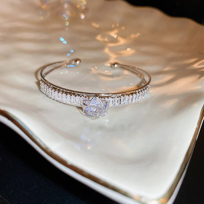 Silver Zircon Open Cuff Bangle by ZEB Jewelry – view 7