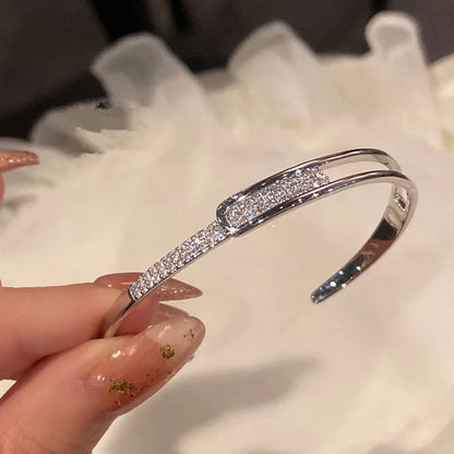 Silver Zircon Open Cuff Bangle by ZEB Jewelry – view 1