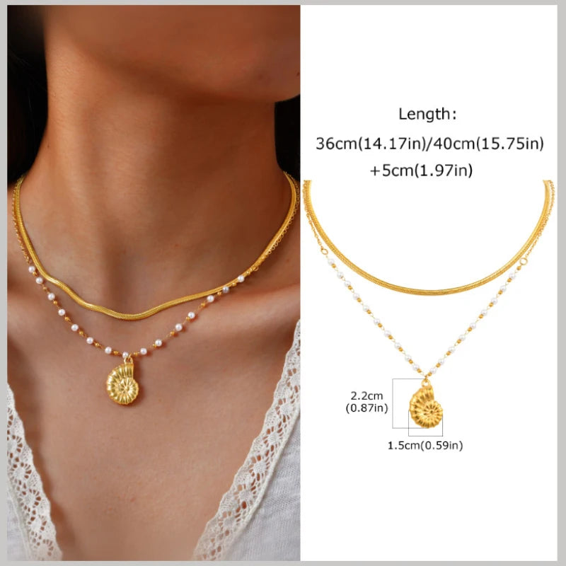 Pearl Shell & Starfish Charm Necklace – 18K Gold-Plated by ZEB Jewelry – view 22