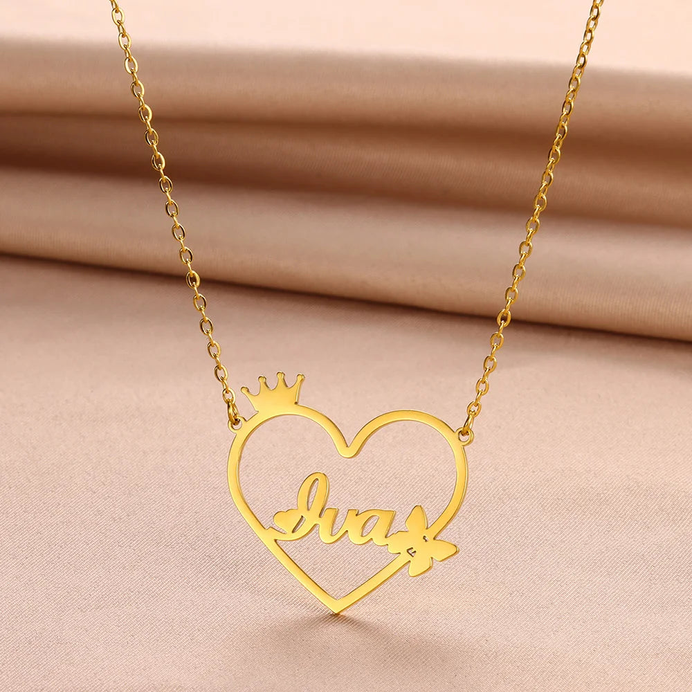 Personalized Butterfly Heart Name Necklace – Stainless Steel by ZEB Jewelry – view 2