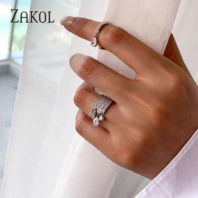 Water Drop Zircon Engagement Ring