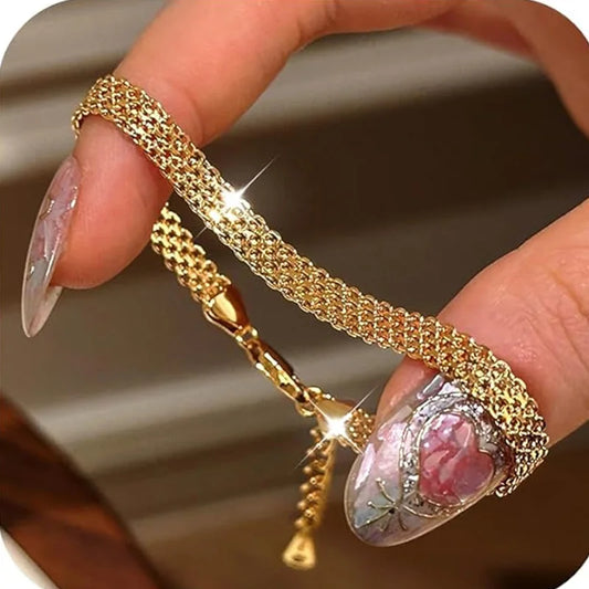 18K Gold-Plated Mesh Bracelet – Stainless Steel by ZEB Jewelry – view 1