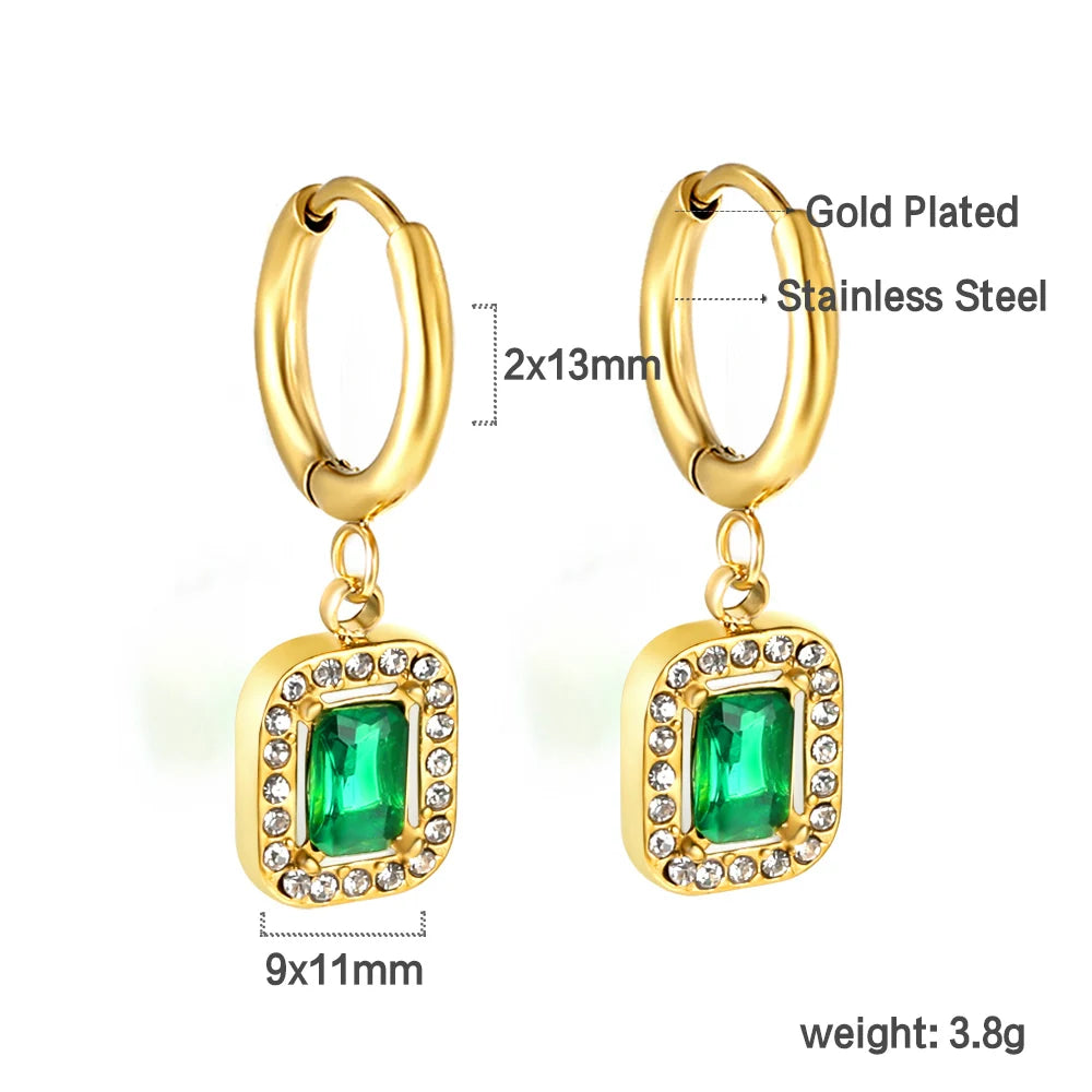 Vintage Green Crystal Hoop Earrings by ZEB Jewelry – view 13
