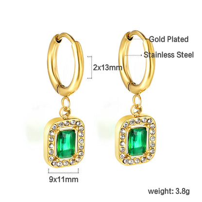 Vintage Green Crystal Hoop Earrings by ZEB Jewelry – view 13